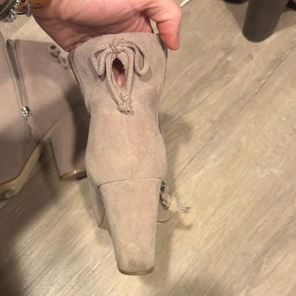 Saks Fifth Avenue Beige Suede Ankle Booties - Picture 2 of 4